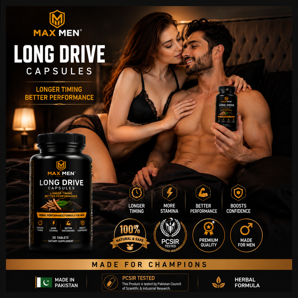 MAX MEN LONG DRIVE Capsules — Premium Herbal Performance Formula For Men 💪🌿